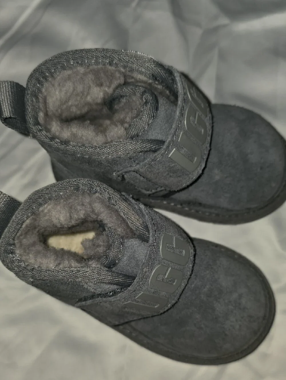 UGG Kids' Charcoal Suede Strap Boots